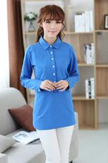 2024年秋季排多扣半开领百搭纯色长袖中长款衬衫，女装衬衫，风姿绰