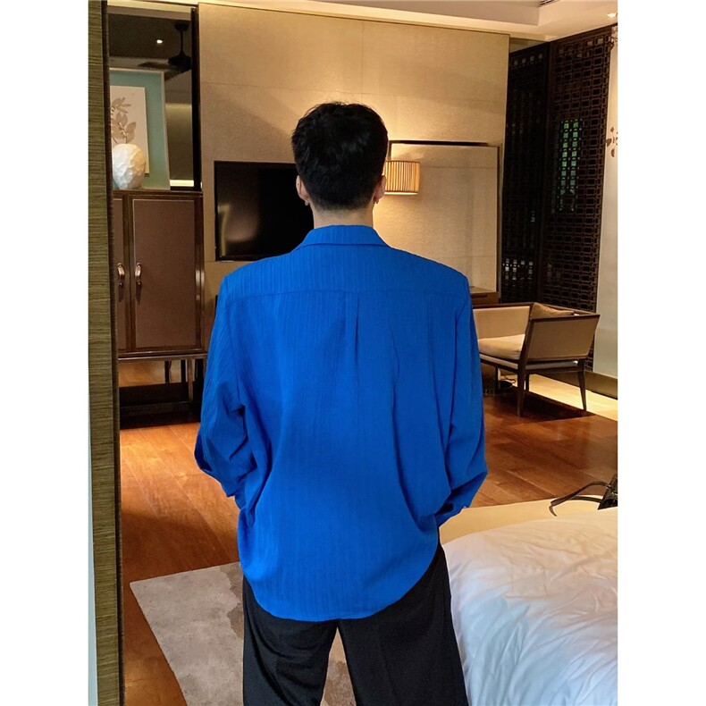 韩版高级感棉麻感衬衫男士长袖春夏季薄款休闲宽松亚麻衬衣外套潮,男装衬衫,星座506A