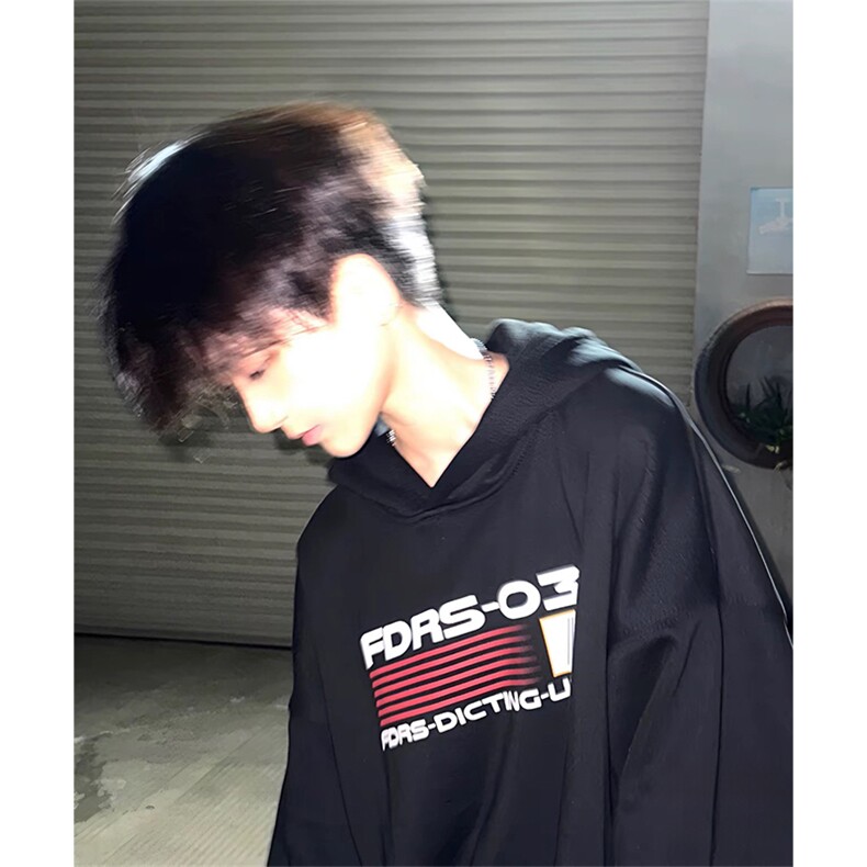 抖音得物 高品质印花连帽卫衣 秋冬装美式宽松连帽纯色卫衣ADL125图片