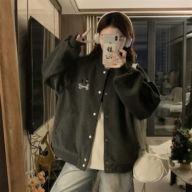 A476-P100新款棒球服重工刺绣插肩袖棒球夹克春秋休闲外套,男装夹克,星座911