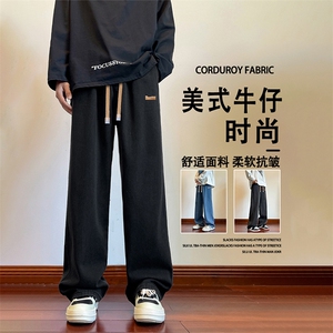 简约百搭美式复古牛仔裤男宽松直筒休闲裤子阔腿长裤K825-特批-37图片
