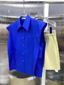 KP设计师款—克莱因蓝无袖衬衫,女装衬衫,KEEP MIX