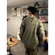 新款机能风反光条拼色冲锋衣套头卫衣文艺时尚原宿简约无品牌潮流，男装夹克，星座506A