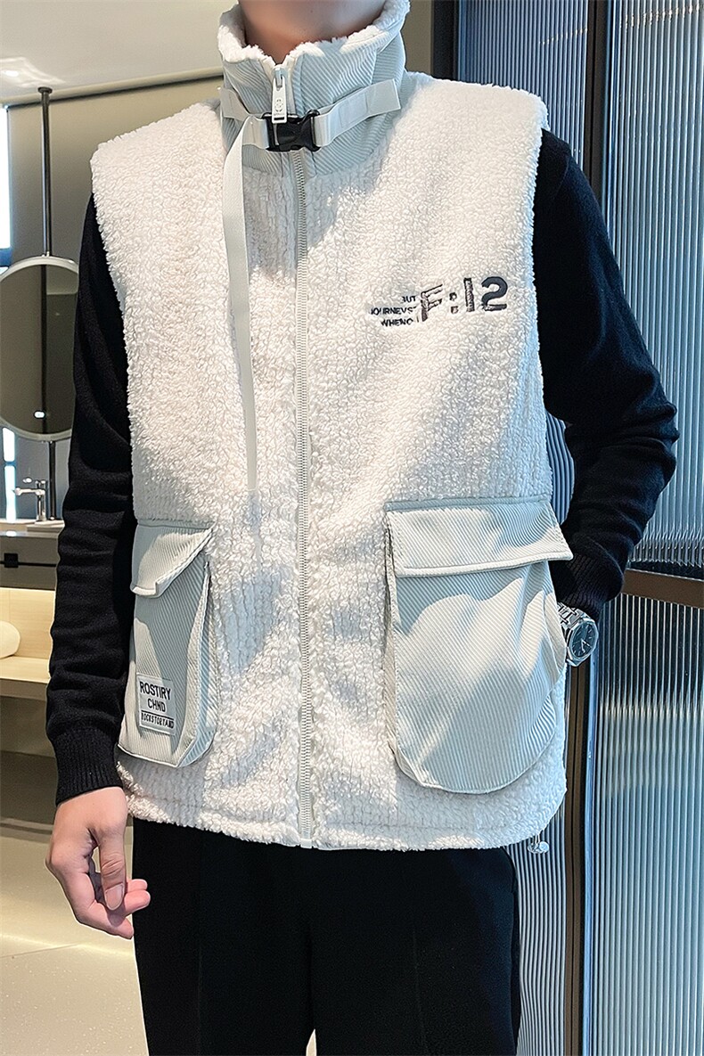2024冬季加厚羊羔毛立领棉马甲背心外套男M501-p115控165,男装背心/马甲,电商D303