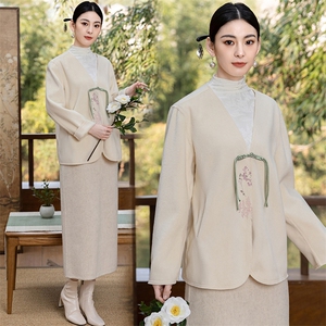 新中式国风禅意女装茶艺师服装改良汉服唐装上衣旗袍外搭开衫图片