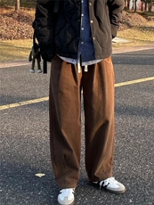 重磅宽松纯棉弯刀阔腿裤1302-7607-P65控108，男装休闲裤，星座1302