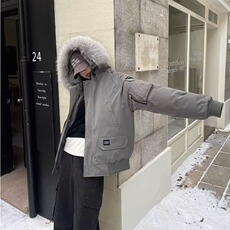 美式工装加厚毛领派克服男女秋冬宽松连帽棉服外套潮MY4133-p102，男装棉衣，星座1008