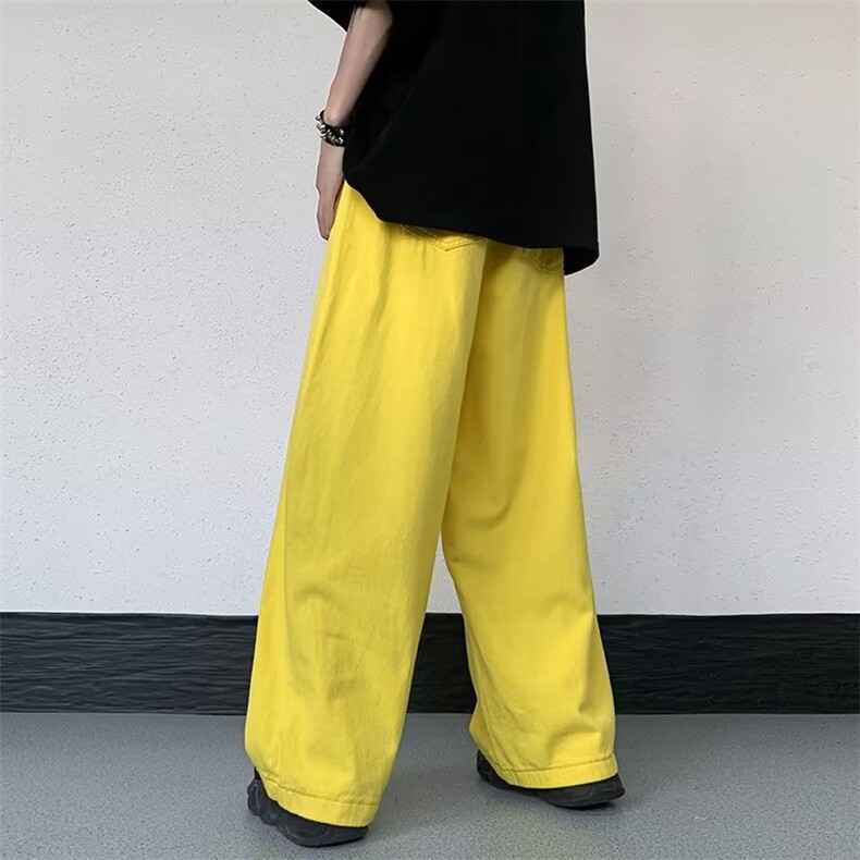 欧美街头宽松阔腿裤男女高腰休闲百搭直筒拖地牛仔长裤子3009-p45,男装休闲裤,星座1008-1