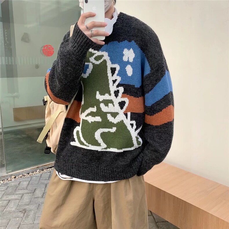时尚套头宽松针织衫圆领秋季毛衣喷火龙毛衣M644P40，男装针织衫/毛衣，星座1116-2
