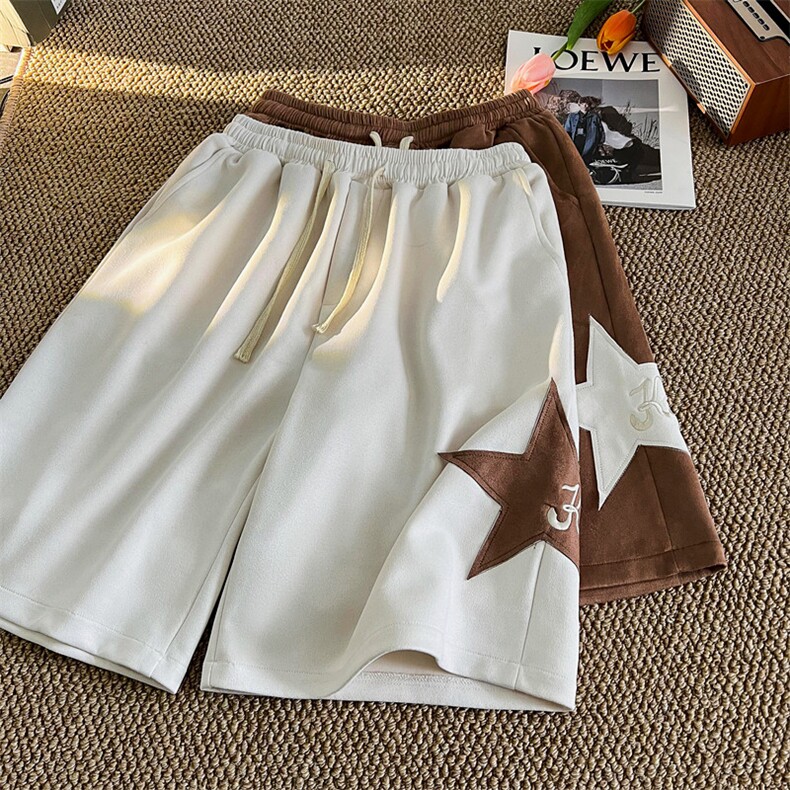 XZ616 夏季新款麂皮绒星星刺绣休闲五分裤短裤 TY826 P45控55图片