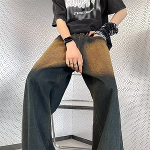 美式vibe裤子高街水洗牛仔裤男设计感小众拉链裤C937P42图片