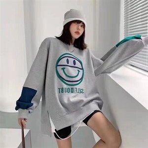 拼接加绒加厚中长卫衣,女装卫衣/绒衫,IEC