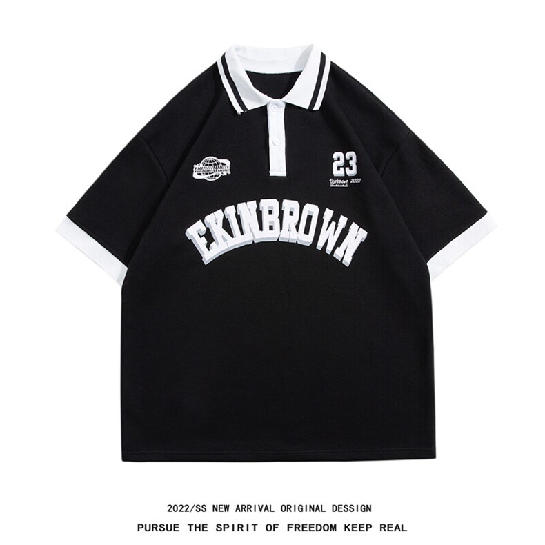 1白底中性风polo衫潮大码M-5XL翻领情侣短袖T恤男DP7741P45控59，男装Polo衫，星座226-2