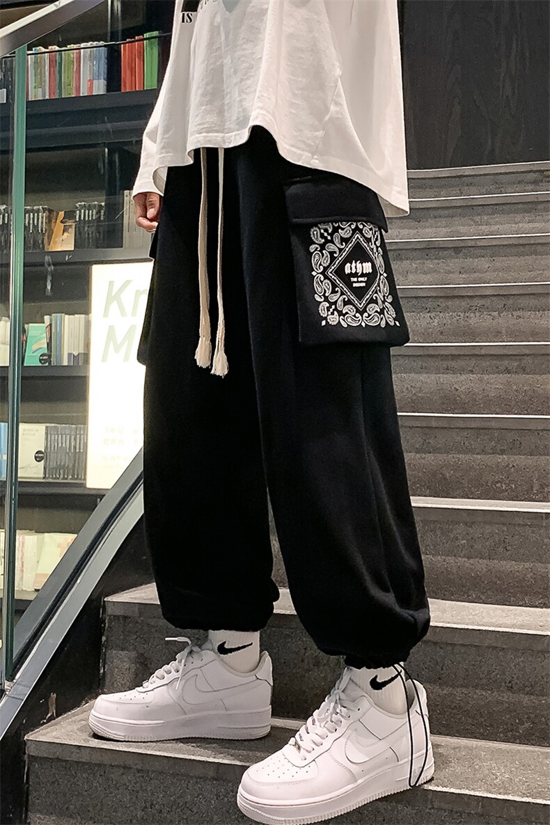2023秋季青少年印花多口袋设计长裤运动裤束脚卫裤男士K7393-P80,男装休闲裤,电商A441-1
