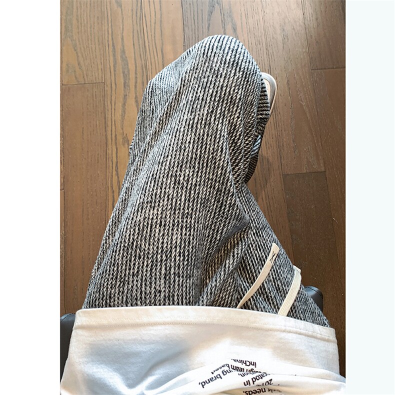 现货春季情侣毛呢料条纹宽松直筒大码休闲裤A017K790P45,男装休闲裤,电商A017