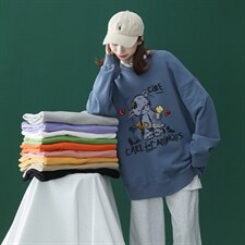 秋季潮流百搭中性印花宽松情侣休闲套头卫衣男女W111P30控48，男装卫衣，A247A
