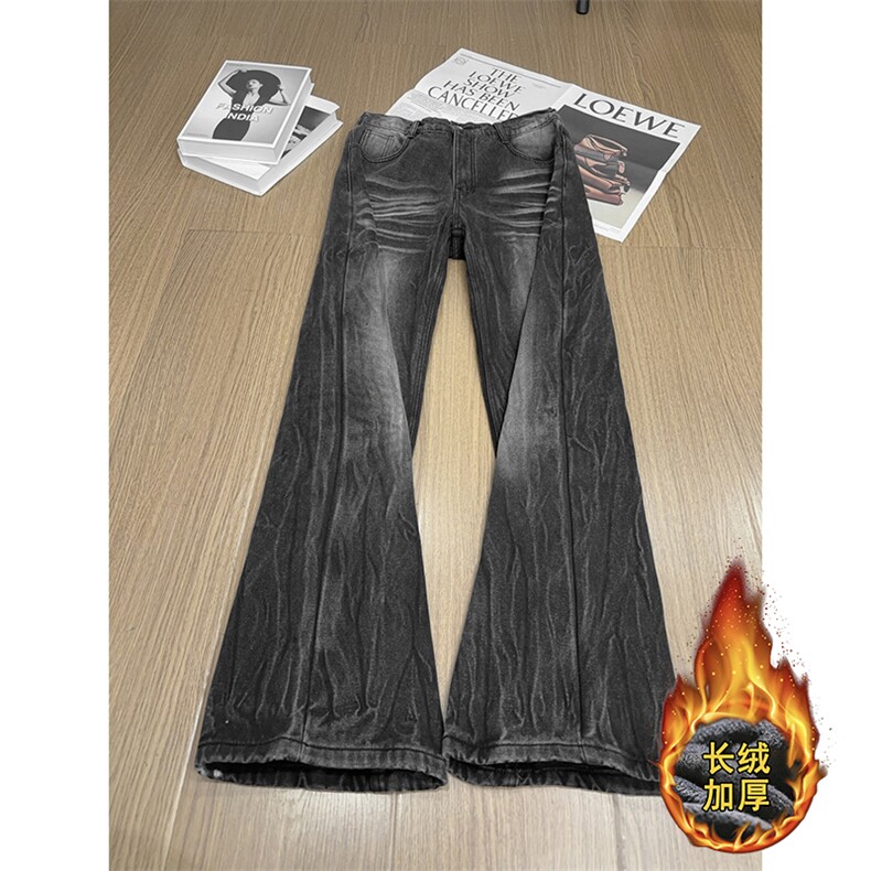 B221美式ins修身微喇加绒牛仔裤LK25547-特P45控78加绒特P55控88,男装牛仔裤,电商B221