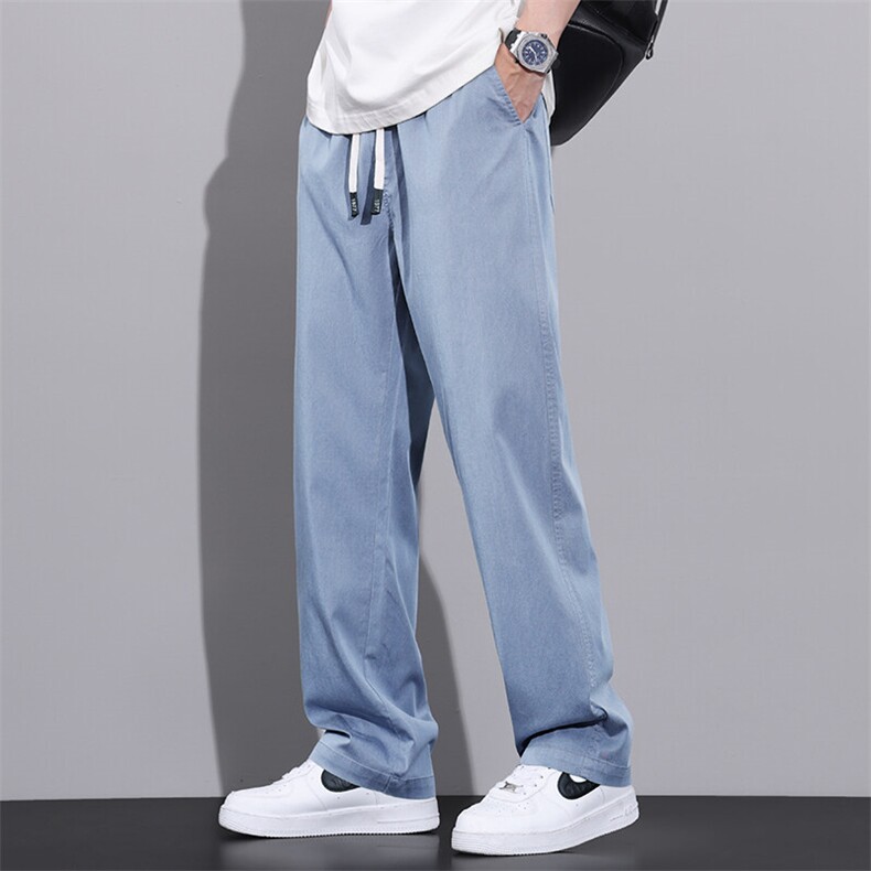 莱赛尔天丝休闲裤男士夏季薄款宽松直筒裤垂感阔腿长裤Z2308-P40图片