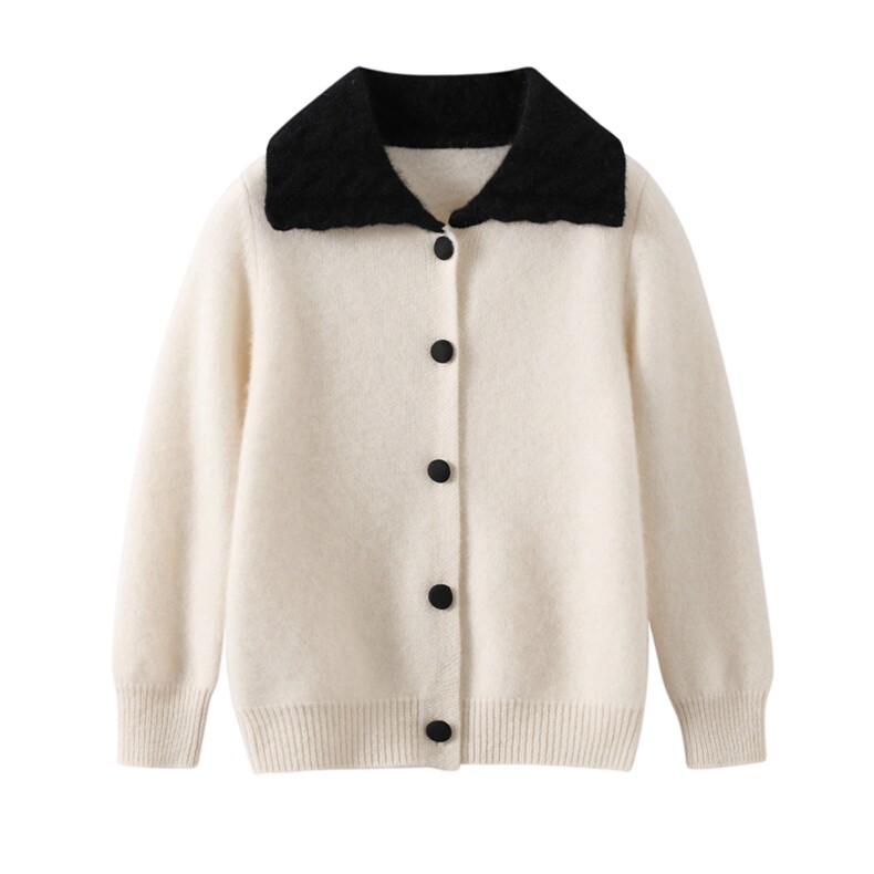 新款百搭麻花领开衫，童装儿童羊毛衫，鑫贝羊绒