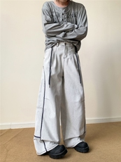 XZ-221-5/K1789/P55美式复古拼接撞色阔腿弯刀牛仔裤，男装牛仔裤，星座221-5