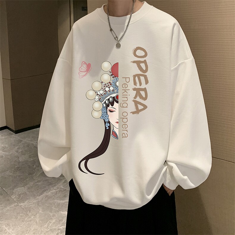 华夫格卫衣圆领卫衣男大码长袖t恤男外套HW76161-P30加绒款-P40,男装卫衣,电商A040