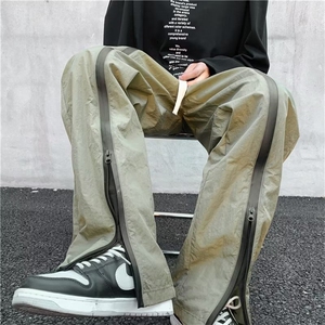 美式潮牌拉链开叉休闲裤秋季潮牌ins宽松直筒冲锋裤男 K5221-P36图片