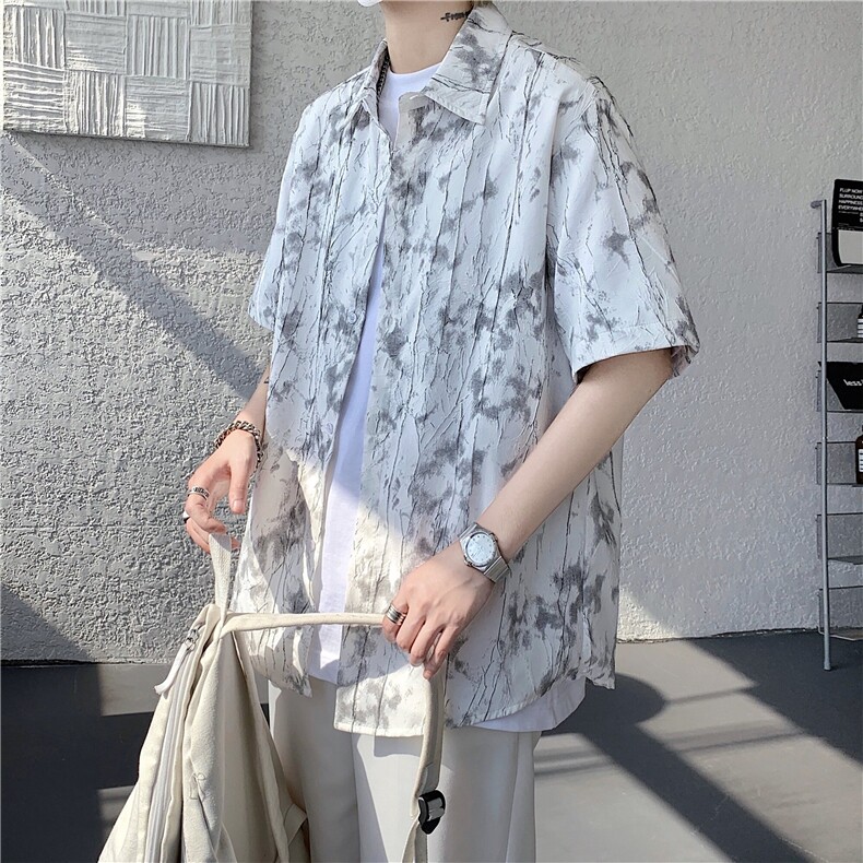 现货！夏季薄款爆裂纹衬衫短袖男抖音得物可送样-EX50554-特P30图片