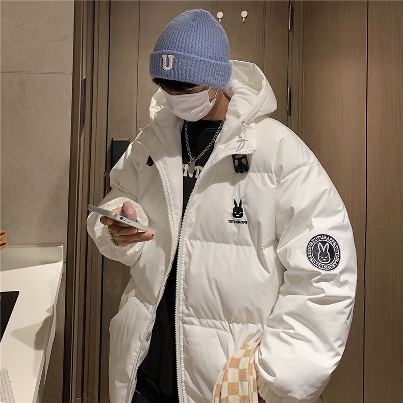 港风新品小兔刺绣宽松男士棉衣韩版情侣棉服冬装外套G1035P128,男装棉衣,电商A339