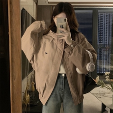 2024新款港风美式ins潮流宽松百搭连帽风衣夹克外套女JK1257-P80，男装夹克，星座313A(原308A-2)