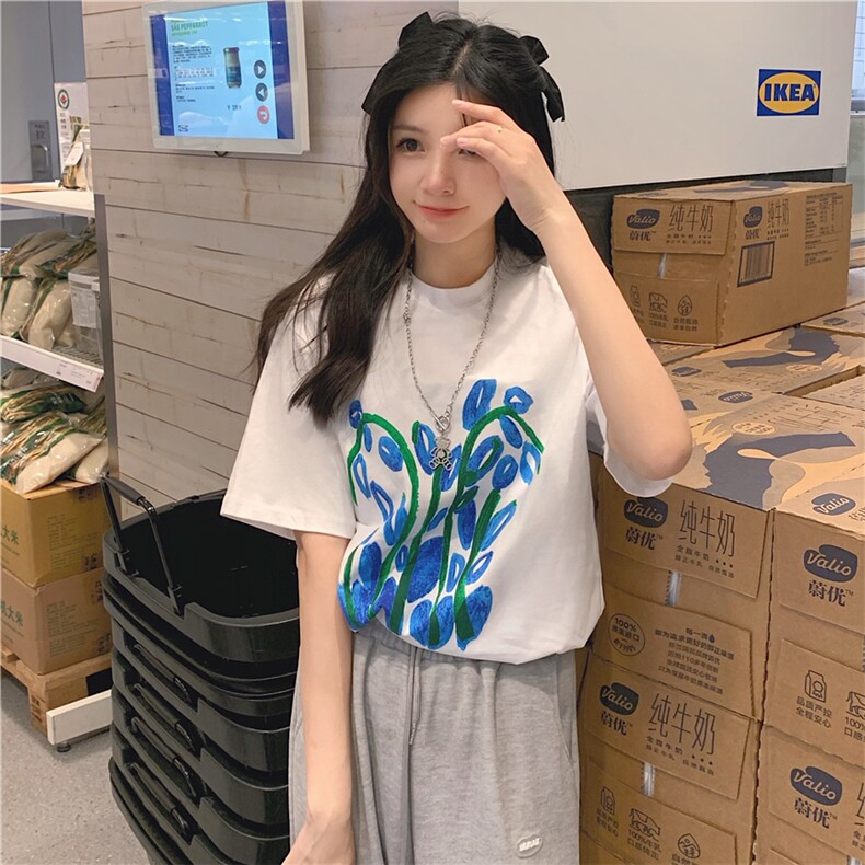 T0738-P25小众ins风超火港风纯棉短袖春夏设计感百搭宽松上衣,男装T恤,星座617A-2