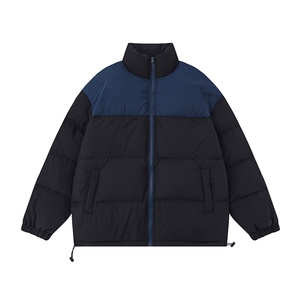 白底平铺可二开 拼接撞色休闲立领情侣棉服A247-MY250特批50图片
