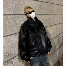 男装派克服春季宽松休闲痞帅机车皮衣夹克短款防风外套W5672-P75，男装夹克，星座412-3