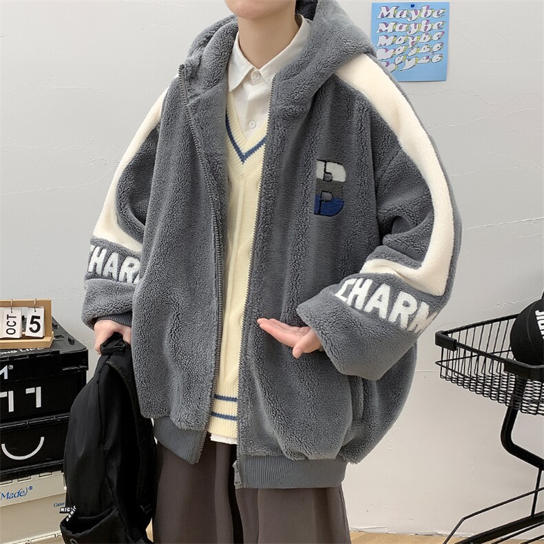 冬装青少年加绒加厚棉衣刺绣羊羔绒连帽外套男女919-P110控价158，男装棉衣，电商A441-1