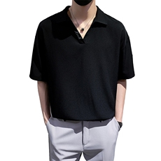 港风垂感冰丝Polo衫男短袖夏季薄款ins痞帅衬衣休闲PL0380-P30，男装Polo衫，星座308B-1