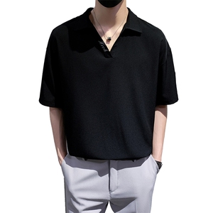 港风垂感冰丝Polo衫男短袖夏季薄款ins痞帅衬衣休闲PL0380-P30图片