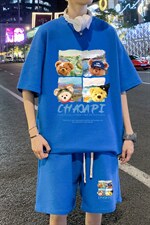 ！直播推荐！2024夏季男士华夫格短袖套装HTZ22P50，男装T恤，电商B220
