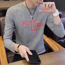 W207春秋季上衣服男装长袖t恤男士秋衣韩版修身卫衣体恤小衫，男装T恤，电商D310（原电商305）