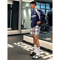美式透气网眼透气短裤条格纹休闲宽松健身跑步潮牌男DK56-P23，男装牛仔裤，星座208-5