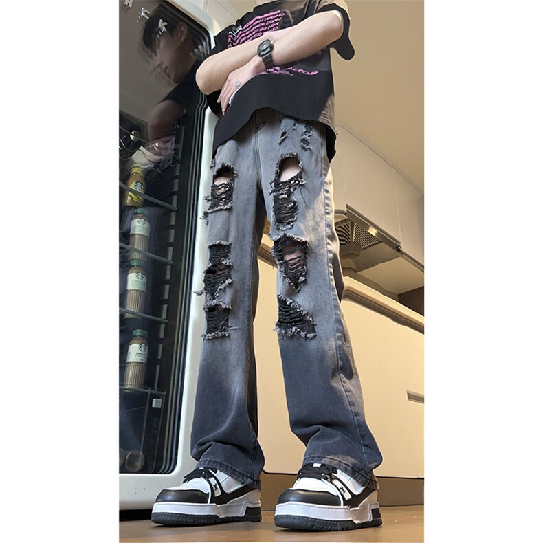 美式ins高街小众hiphop夏季破洞牛仔裤货号K729P60,男装牛仔裤,电商A063