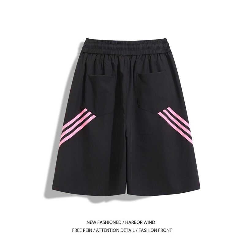 抖音品质夏季新款美式条纹宽松冰丝五分裤B315-K25790-特p30控58,男装休闲裤,电商B315
