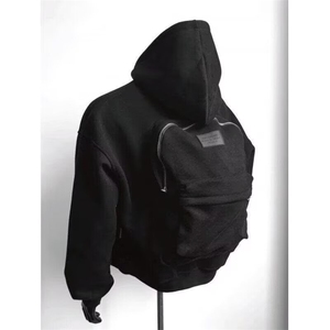 1506-1/WF091/P60潮牌立体背包重磅连帽开衫卫衣男设计感拉链外套图片