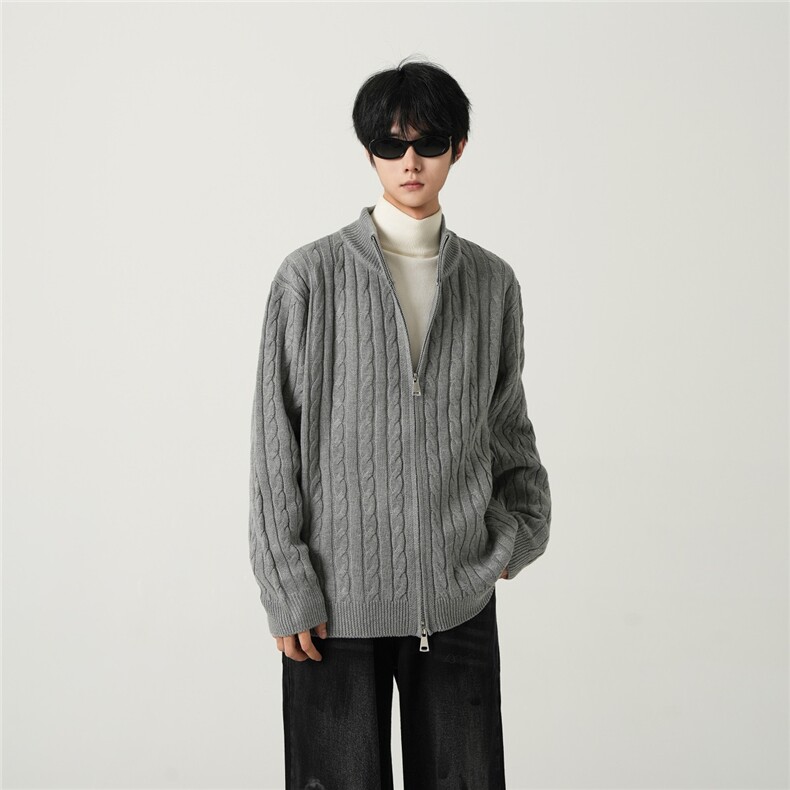 2025绞花开衫高领毛衣针织长袖百搭外套*AW16215*P75,男装针织衫/毛衣,星座511-1
