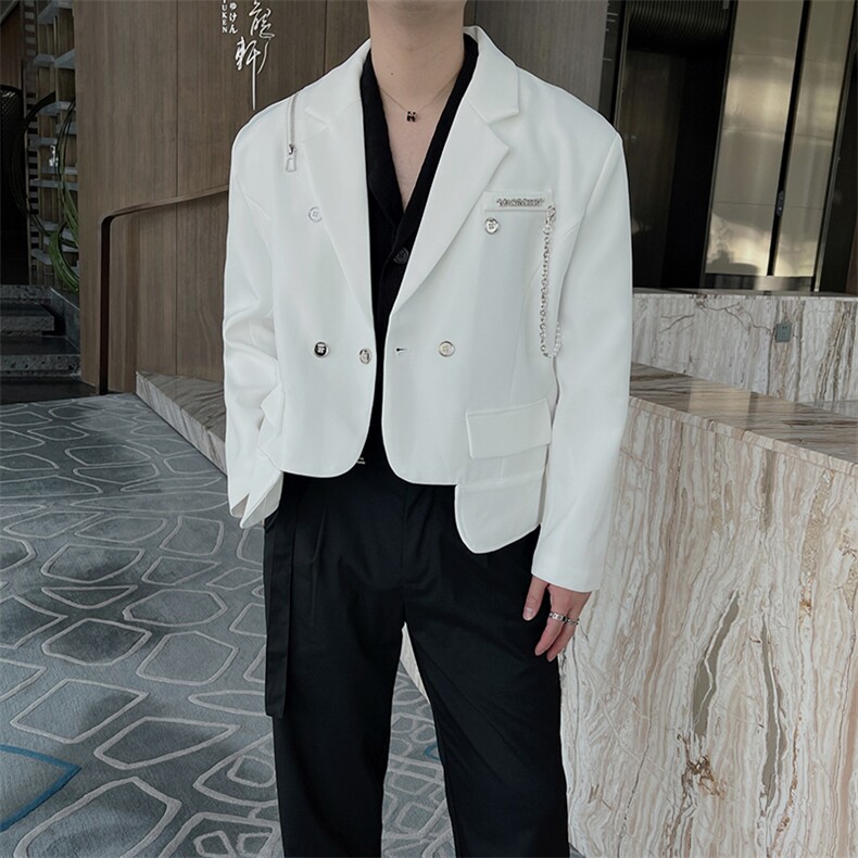 秋季高级感拉链短款西装外套男网红韩版痞帅西服 XZ061-P120控145图片