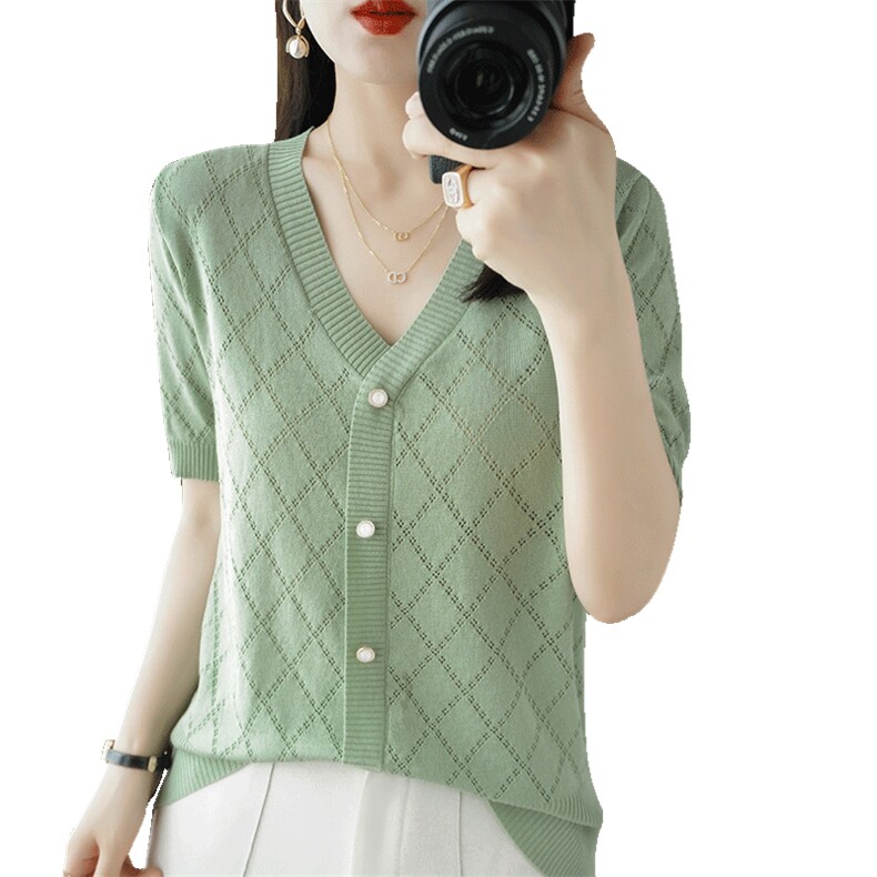 甜美休闲经典格子底纹随性开衫,针织衫/毛衣,佳绒包芯纱店