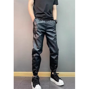 男士加绒加厚骑行皮裤机车外卖冬季防风防水皮裤束脚裤子KY897