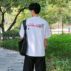 万针全刺绣工艺抖音得物高品质260克重磅纯棉双纱美式高街短袖T恤，男装T恤，电商A486