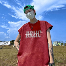 量大优供视频得物直播品220克夏季麂皮绒背心无袖T恤BJ153，男装T恤，电商A486