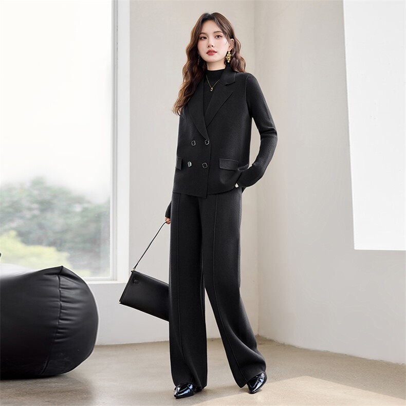 主推跑量现货！秋季新款洋气时尚宽松版西装高定百搭三件套装裤女,女装套装/套裙,宝儿家