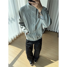 老钱风格纹拼接水洗棉夹克外套W1811/特P82，男装夹克，电商B350
