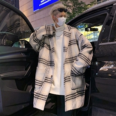 冬季新款韩版情侣宽松中长款毛呢大衣风衣港风呢料外套男Y21-P115，男装风衣，电商B295